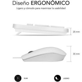 SUBBLIM Combo Business Slim Silencioso con cable USB Blanco