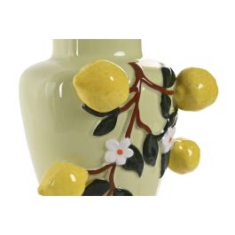 DKD Home Decor Jarrón Shabby Verde Amarillo Cerámica Limones 14 x 22 x 14.5 cm (2 Unidades)