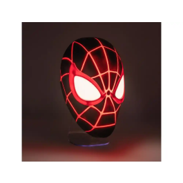 Wondee Lampara Mascara Miles Morales Spider-Man, Luz Decorativa LED 5W, 180 Lumenes, 180x115x175 mm