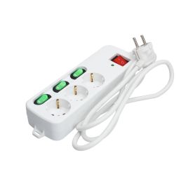 Regleta Enchufes 3 Tomas con Interruptor TM Electron 3680 W Blanco (1,5 m)