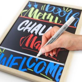 Staedtler Lumocolor 344 Marcador de Tiza Líquida, Negro, Azul, Rojo, Verde, Estuche 4 Ud, Ancho de Línea 2.4 mm