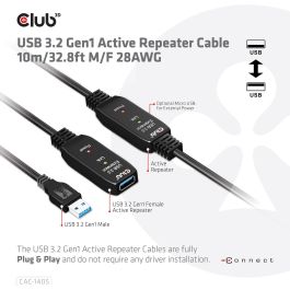 Club3D Cable de Extensión USB 3.2 Activo Tipo A Macho a Hembra 10m 5 Gbps