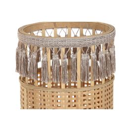 DKD Home Decor Macetero Negro Marron Set 2 Piezas 32x32x68 cm Bambu Metal