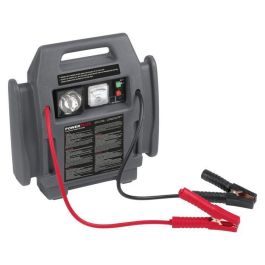 Powerplus POWE80090 Fuente de Alimentación 4 en 1: Arrancador, Compresor, Luz Emergencia/Trabajo y Toma 12V, 6 Ah, Protección Sobrecarga