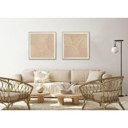 DKD Home Decor Cuadro Scandi Moderno, Set de 2 Unidades. Decoración de Pared de Lienzo y Algodón 100x100 cm, Colores Natural y Blanco.