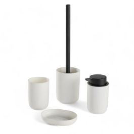 Today TOD3574641271374 Juego de 4 Accesorios de Baño: Vaso, Dispensador Jabón, Escobilla Baño - Blanco