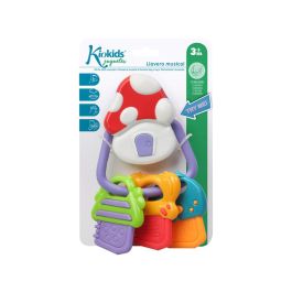 KioKids Llavero Sonajero Mordedor Musical Champiñón con Llaves Blandas, 12 Melodías y Alivio Dentición para Bebés +3 Meses