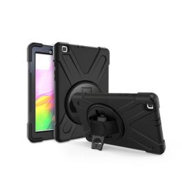 eSTUFF Funda Defender antigolpes para Galaxy Tab A 8.0 AUSTIN Negra con correa de mano y hombro, soporte 360