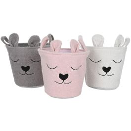 DKD Home Decor Cesta Kids Beige Marron 35 x 41 x 35 cm (3 Unidades)