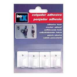 Inofix Colgador Adhesivo Blanco 2019-2-001 (Blister 4 Unidades) Acero Inoxidable Multiusos Cocina Baño 26x18x12mm