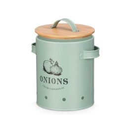 Kinvara Cebollero de Hierro para Almacenamiento de Cebollas con Tapa de Bambú Verde Menta 17.5x19.5x14 cm (6 Unidades) Kinvara Cebollero de Hierro para Almacenamiento de Cebollas con Tapa de Bambú Verde Menta 17.5x19.5x14 cm (6 Unidades)