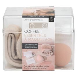 Cosmetic Club Estuche de Maquillaje con Accesorios: 10 Rectángulos Desmaquilladores de Algodón, Esponja y Banda para el Pelo