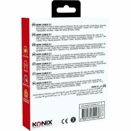 Konix Cable HDMI 2.1 para Nintendo Switch 2, Compatible con 4K y 8K, Nailon Trenzado, 1.8 m, Negro