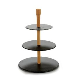 Estante Pizarra 3 Pisos Redondo Kinvara 30x30x40 cm Negro y Madera (8 Unidades) Estante Pizarra 3 Pisos Redondo Kinvara 30x30x40 cm Negro y Madera (8 Unidades)
