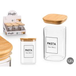 Bote Cuadrado Borosilicato Tapa Bambu Pasta 1,2L Vivalto 10X15CM (12 Unidades) Precio: 40.49999954. SKU: B1GVSDEVSR