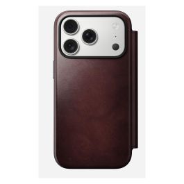Nomad Modern Leather Folio para iPhone 17 Pro - Funda de Cuero Horween Borgoña con MagSafe y Bolsillo para 3 Tarjetas