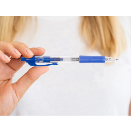 Q-connect Bolígrafo Retráctil con Sujeción de Caucho Tinta Aceite Azul Trazo 0,7 mm