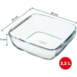 Pyrex Fuente Prepware Cuadrada Vidrio Transparente 25x22 cm - 2.2 L