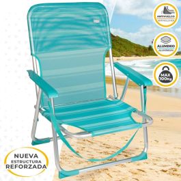 Silla de Playa Aktive Turquesa 44 x 72 x 35 cm Aluminio Plegable (4 Unidades)