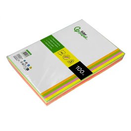 Liderpapel Papel Color DIN A4 75 gr Neón, 4 Colores Surtidos, Paquete 100 Hojas