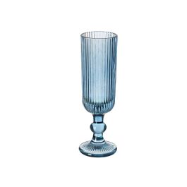 Vivalto Copa Cava Azul Oscuro Rayas 160 ml – Vidrio, 6x18.4x6 cm – Ideal para celebraciones elegantes (24 Unidades)