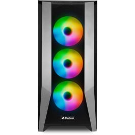 SHARKOON ELITE SHARK TG7M RGB Negro Caja de PC con 4 ventiladores RGB PWM, panel frontal de rejilla, compatible con radiador hasta 360mm y USB Tipo C