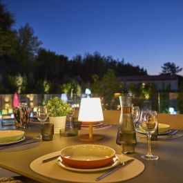 Lumisky LUM3760093545495 Lámpara de Mesa Inalámbrica STANDY MINI WOOD Altura 25 cm Base Bambú Natural LED Blanco Cálido y Frío