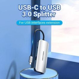 Vention TNAHB Hub USB Tipo-C 4x USB 3.0 1x MicroUSB PD 5 Gbps Gris Aleación Aluminio Compatible Windows Mac OS Vention TNAHB Hub USB Tipo-C 4x USB 3.0 1x MicroUSB PD 5 Gbps Gris Aleación Aluminio Compatible Windows Mac OS