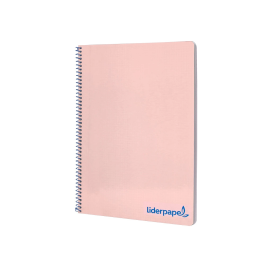 Liderpapel Cuaderno espiral A4 Wonder tapa plástico 80 hojas 90gr cuadro 4mm con margen color rosa
