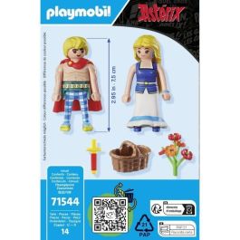 Playmobil Astérix Set de Figuras Tragicómix y Falbalá con Capa, Espada, Cesta y Ramo de Flores, Edad +5 años