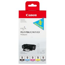 Canon PGI-9 PBK/C/M/Y/GY 1034B013 Multipack Cartuchos de Tinta Originales Estándar Cian Gris Magenta Foto Negro Amarillo 5 Piezas Precio: 59.78999983. SKU: B17R2537RJ