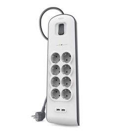 Belkin Regleta De Proteccion Contra Sobretensiones Con 8 Tomas + 2 Puertos Usb Botón De Apagado Y Encendido 2 Metros Blanco-Gris Precio: 44.5000006. SKU: S0441350