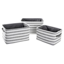 Cesta Basicos DKD Home Decor Gris Blanco 32 x 25 x 42 cm Set de 3