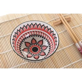 DKD Home Decor Set de Vajilla para Sushi Oriental 16 Piezas Multicolor Bambú Gres Apto Lavavajillas Microondas 14.5x31x14.5 cm