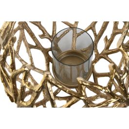 DKD Home Decor Portavela Dorado Aluminio Cristal 30 x 30 x 21 cm (2 Unidades)