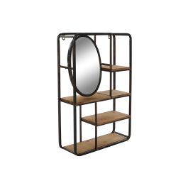 DKD Home Decor Estanteria Loft Metal MDF Espejo 4 Estantes Marron Claro Negro 13.2 x 60.3 x 39.5 cm