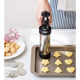 Quttin Pistola Manga Pastelera con Accesorios de Acero - 15 x 6 x 22 cm (12 Unidades)