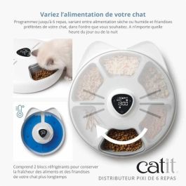Dispensador de comida para gatos conectado - CATIT - PIXI SMART - 6 x 170 ml - Pantalla táctil LCD - Con bolsas de hielo