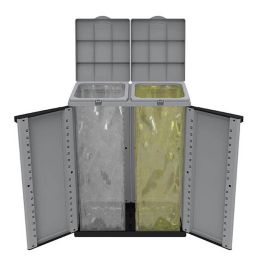 Ecoline Armario reciclaje 2 puertas, gris/negro, 68x39x88.7 cm, capacidad 2 bolsas de 110l