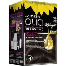 Garnier Olia Coloración Permanente Sin Amoniaco #3.0 Negro Natural, Cubre 100% Canas, con Aceites Florales 1 unidad