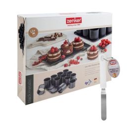 Zenker ZEN1703290480540 Bandeja para Hornear Mini Pasteles y Espátula para Glaseado - Negro Metalizado