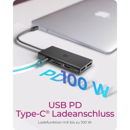 ICY BOX IB-DK4011-CPD Docking Station USB-C 9-en-1 con Power Delivery 100W, Lector Tarjetas MicroSD, HDMI, DisplayPort