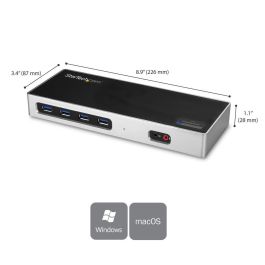 Hub USB Startech DK30A2DH Negro/Plateado Plateado 40 W