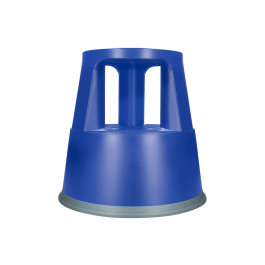 Q-connect Taburete Azul con Ruedas Retráctiles y Dos Niveles, ABS Resistente