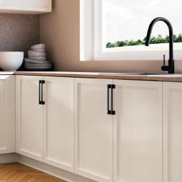 Emuca Lote de 5 tiradores para mueble Paiporta, L160mm, intereje 128mm, Zamak, Pintado negro