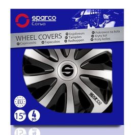 Tapacubos Sparco Sicilia CS5 Negro Plateado 15" (4 uds)