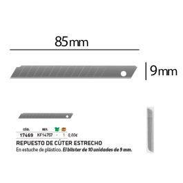 Repuesto Cuter Q-Connect Estrecho Para Modelos Kf10631-Kf00234-Kf10940-Kf10938-Kf10934 Cuchilla 9 mm Blister 10 Und