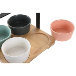 DKD Home Decor Aperitivo Scandi Set de 5 Piezas Multicolor Natural de Bambú y Porcelana 20x20x14 cm Apto Microondas Lavavajillas