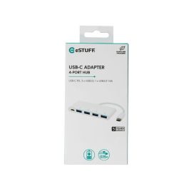 eSTUFF Hub de Carga USB-C a 4 Puertos USB 3.0 con Puerto de Carga USB-C para Portátil, Tablet y Dispositivos Compatibles