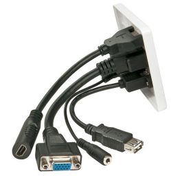 Lindy Multi AV Faceplate Placa de Pared para Instalación AV con Cables de 10cm Integrados Sin Soldadura